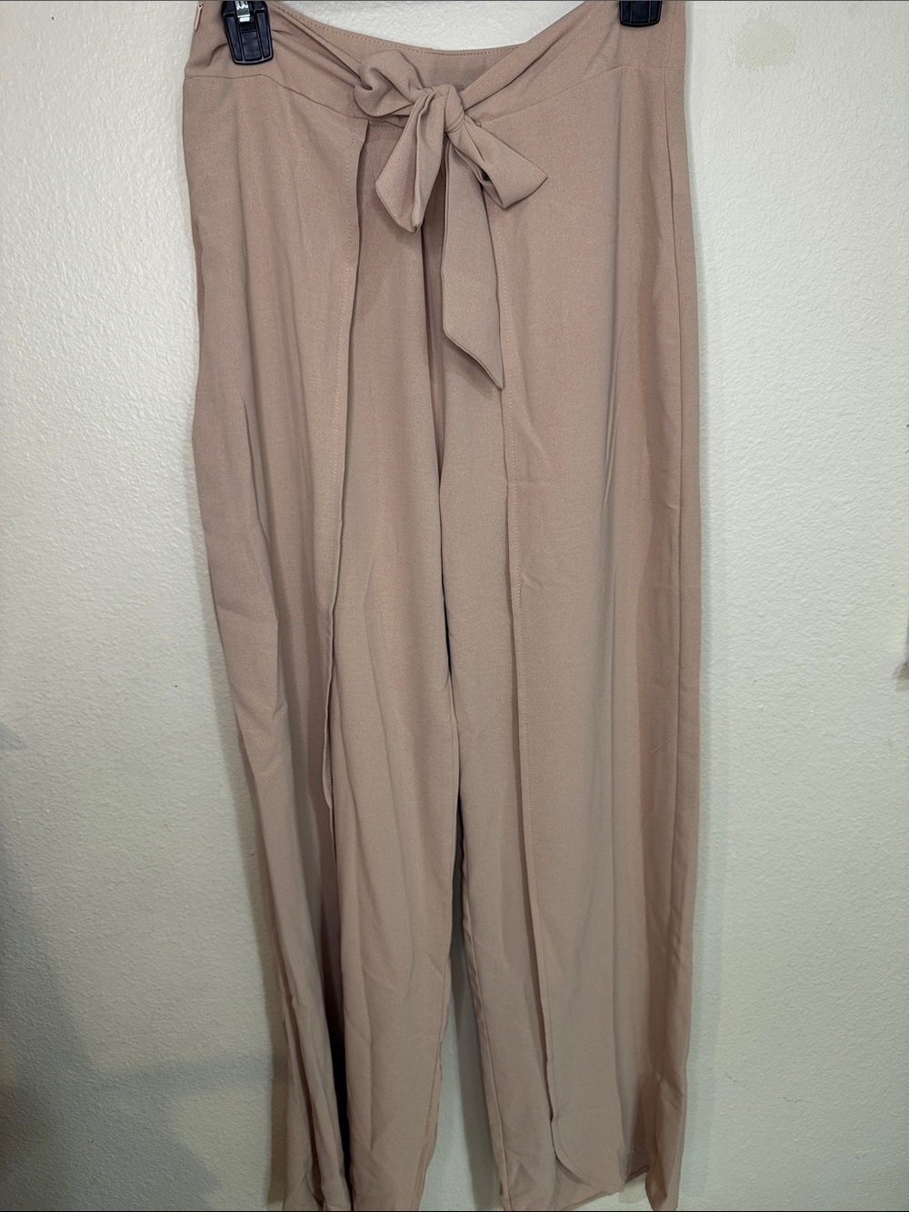 Women’s High-Waist Tie Front Wide-Leg Pants — Taupe